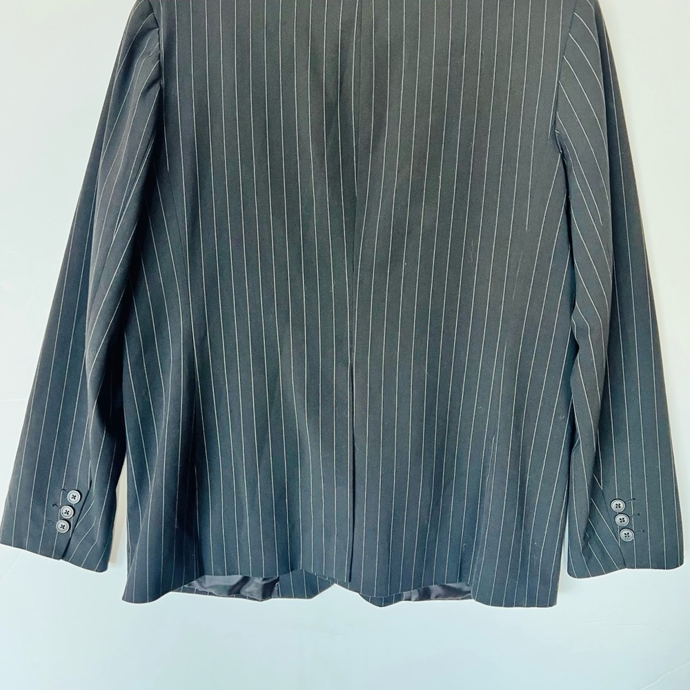NORMA KAMALI Black White Pin-Stripe 2-Button Notch Collar Blazer Jacket - Picture 2 of 7